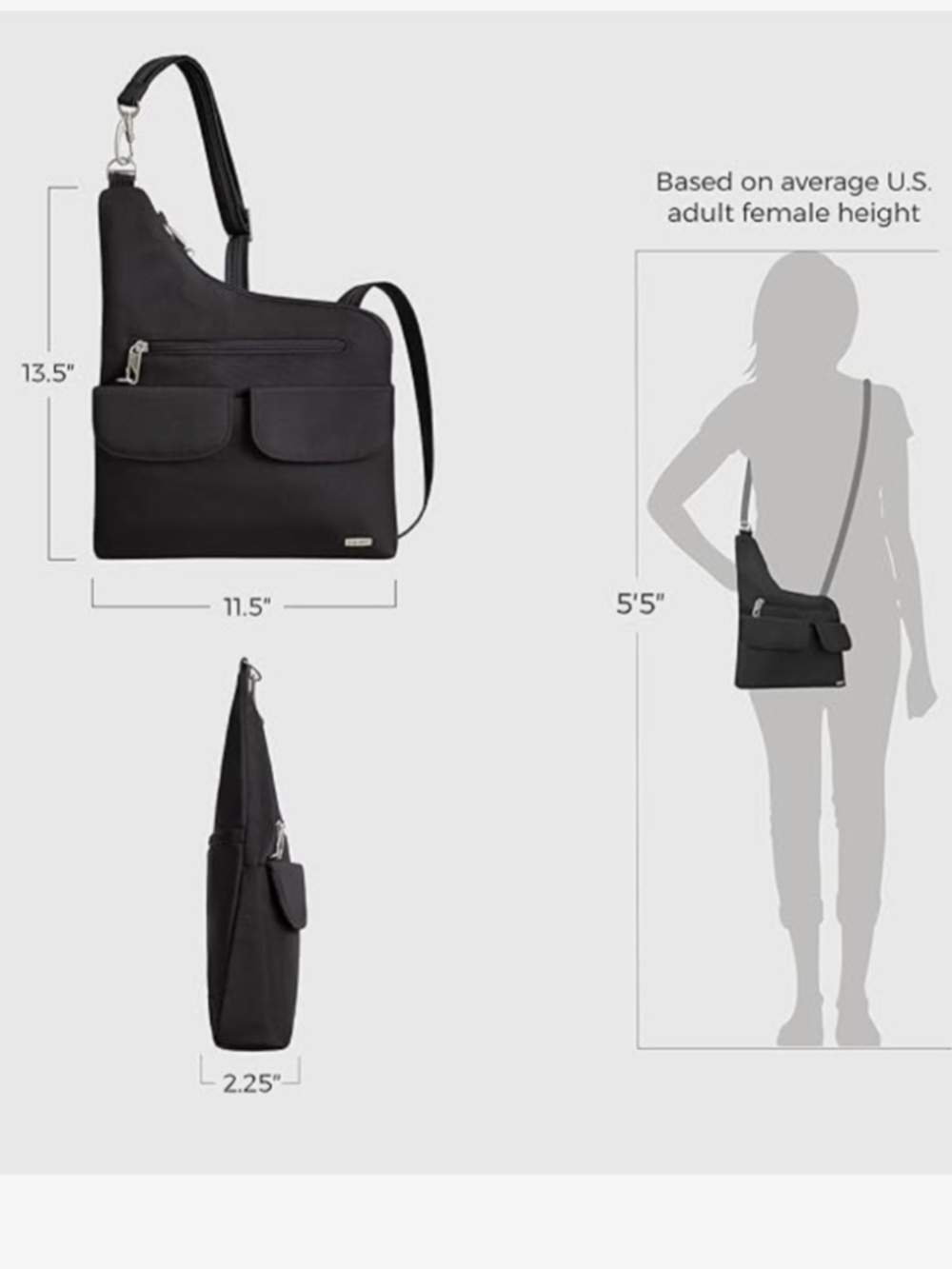 Travelon Anti-Theft Cross-Body Bag In Midnight Blue - Picture 3 of 13